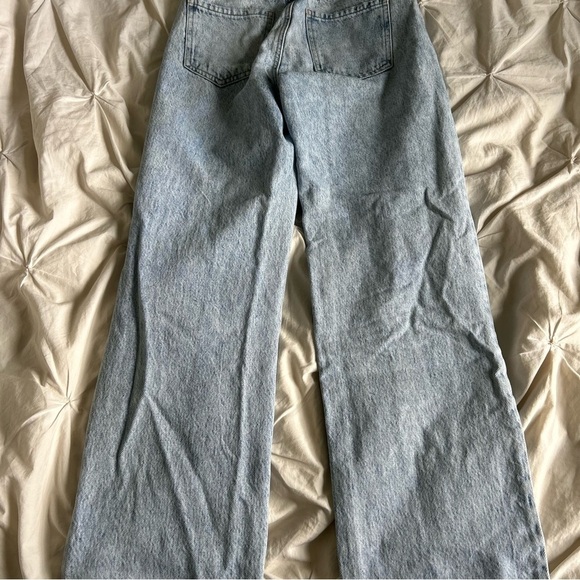Garage Blue Straight Leg High Rise Distressed Jeans - Picture 6 of 7